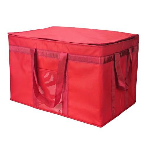 Yalin XXXL Large Insulated Cooler Bag, Styrofoam Cooler of Keep Food Hot or Cold, Reusable Double Zipper Food Delivery Bag for Grocery Shopping, 23" W x 15" H x 14" D - color: Red, size: 3X-Large