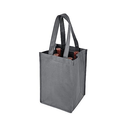 True Wine Tote Bag, 4 Bottle Wine Carrier, Wine Carrier Tote Bag with Dividers, Reusable Wine Bags, Wine Bottle Carrier Tote - color: Gray