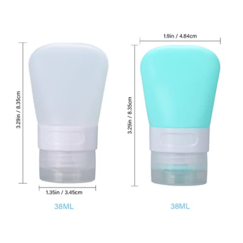 2 Pcs Silicone Travel Bottles,1.3oz Leak Proof Refillable Squeeze Containers with Transparent Carry Bag,Small Empty Travel Size Bottles for Shampoo,Conditioner,Lotion,Toiletries - color: 1.3oz Green White