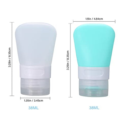 2 Pcs Silicone Travel Bottles,1.3oz Leak Proof Refillable Squeeze Containers with Transparent Carry Bag,Small Empty Travel Size Bottles for Shampoo,Conditioner,Lotion,Toiletries - color: 1.3oz Green White