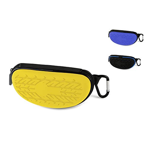 LTOHOE Sunglasses Case for Men and Women, Semi Hard Shell with Metal Carabiner, Portable Zipper Protective Glasses Case - color: Yellow