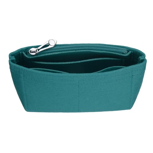 uxcell Purse Organizer Insert, Small Felt Handbag Organizer Mini Bag Storage & Finishing Inner Bag Liner with Zipper for Chic Backpack Tote Shoulder Bags, Lake Green - color: Lake Green