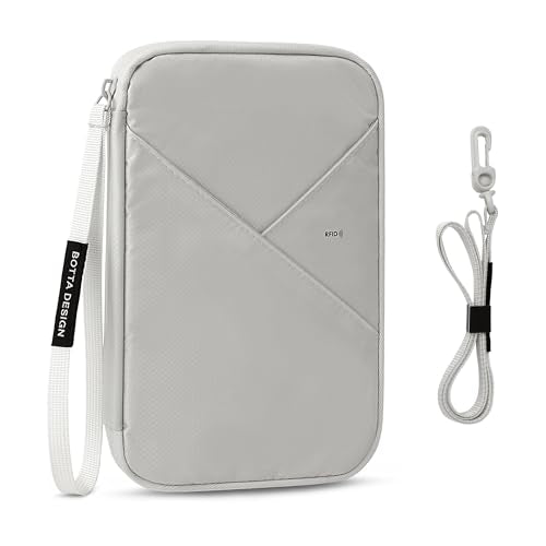 Veki Passport Holder for Travel Women Family, Passport Wallet Bag, RFID Travel Document Organizer, Waterproof Passport Holder for Men, Portable Case for Cards, Cash, Tickets, ID (Gray, L) - color: Gray, size: L