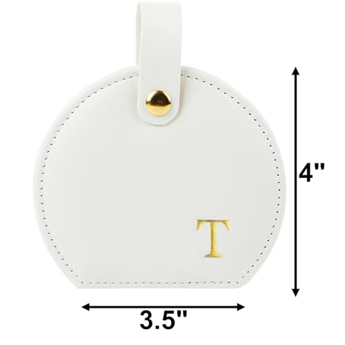 Travel Jewelry Case,Personalized Jewelry Box,Elegant Half-Moon Design with Personalized Golden Initial Case,Personalized Gifts for Women,Jewelry organizer;Personalized Gifts for Women or Friends(T) - style: T