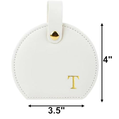 Travel Jewelry Case,Personalized Jewelry Box,Elegant Half-Moon Design with Personalized Golden Initial Case,Personalized Gifts for Women,Jewelry organizer;Personalized Gifts for Women or Friends(T) - style: T