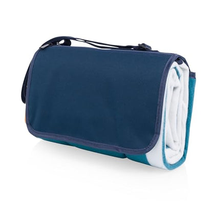 Picnic TIME Outdoor Picnic Blanket Tote, 59"x51" Foldable Beach & Camping Blanket with Soft Fleece, Water-Resistant Bottom, Adjustable Strap & Zippered Pocket (Marine Stripe) - color: Marine Stripe