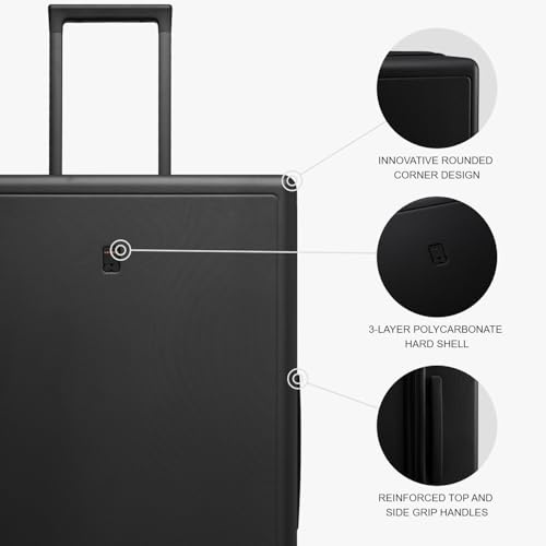 LEVEL8 Checked Luggage, Large Hardside Suitcases with Wheels 28 Inch Luggage, Luminous Textured Lightweight Hard Shell Suitcases Locks Tsa Approved, Black - color: Black, size: Checked-Large 28 Inch