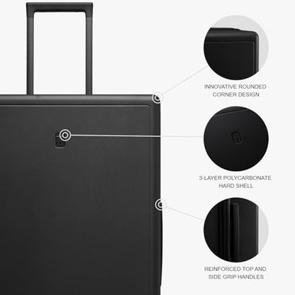LEVEL8 Checked Luggage, Large Hardside Suitcases with Wheels 28 Inch Luggage, Luminous Textured Lightweight Hard Shell Suitcases Locks Tsa Approved, Black - color: Black, size: Checked-Large 28 Inch