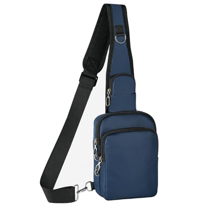 BROADREAM Sling Bag, Crossbody Bag with Anti-Theft Lock Zipper, RFID Blocking & Water Resistant for Travel Work Sport - color: Blue
