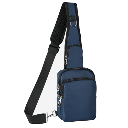 BROADREAM Sling Bag, Crossbody Bag with Anti-Theft Lock Zipper, RFID Blocking & Water Resistant for Travel Work Sport - color: Blue