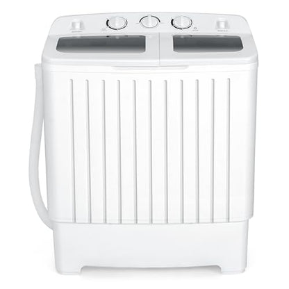 COSTWAY Portable Washing Machine, Twin Tub 20 Lbs Capacity, Compact Laundry Washer(12 Lbs) and Spinner(8 Lbs), Durable Design, Timer Control, Perfect for RV, Apartments and Dorms, Grey+White - color: Grey+White
