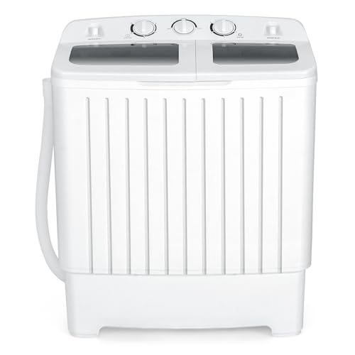 COSTWAY Portable Washing Machine, Twin Tub 20 Lbs Capacity, Compact Laundry Washer(12 Lbs) and Spinner(8 Lbs), Durable Design, Timer Control, Perfect for RV, Apartments and Dorms, Grey+White - color: Grey+White