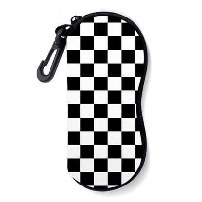 Sunglasses Soft Case, Ultra Light Portable Neoprene Zipper Glasses Case for Men Women - color: Black Plaid