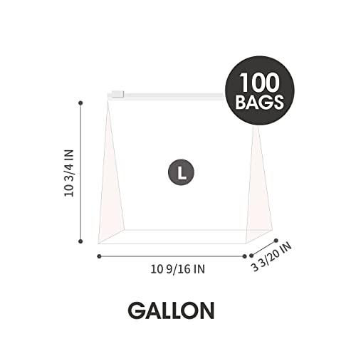 Gallon Slider Storage Bags- 100 Count, Featuring Expandable Bottom, Zero BPA, Microwave-Safe(4 boxes of 25) - size: GALLON