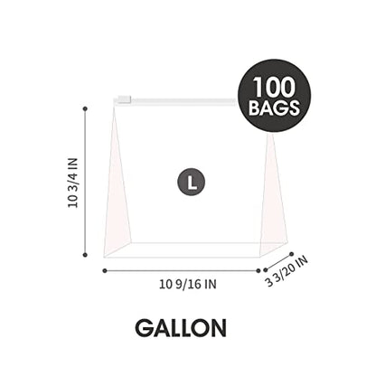 Gallon Slider Storage Bags- 100 Count, Featuring Expandable Bottom, Zero BPA, Microwave-Safe(4 boxes of 25) - size: GALLON