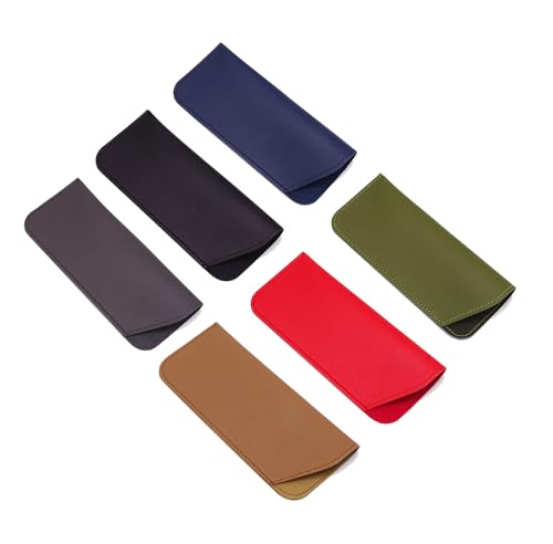 YYaaloa Soft Leather Glasses Sunglasses Cases 7x3 Inch PU Leather Travel Glasses Pouch for Women Men Kids - color: 6 Different Dark Color