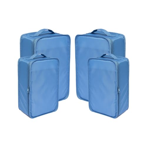 Travel Shoe Bags, Foldable Waterproof Shoe Pouches Organizer-Double Layer (2+2 Seablue Shoebags) - color: Sea Blue, size: 2+2 Packs