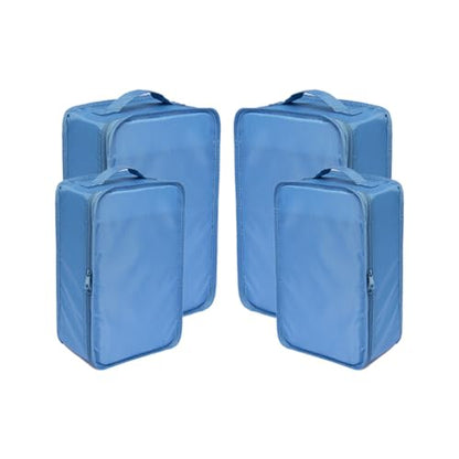 Travel Shoe Bags, Foldable Waterproof Shoe Pouches Organizer-Double Layer (2+2 Seablue Shoebags) - color: Sea Blue, size: 2+2 Packs