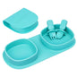 Silicone Foldable Novelty Dinner Plates, Baby Plates Travel Essential with Forks and Spoons, Microwave & Dishwasher Safe, Aqua - color: Aqua, style: No-Suction