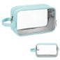Narwey Clear Travel Toiletry Bags for Traveling Toiletries Men Women, Clear Makeup Bag Cosmetic Bag with Zipper, Make Up Pouch Organizer Bag with Handle, Skincare Beach Snack Medicine Bag, Green - color: Clear-Mint Green
