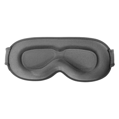 Sleep Eye Mask for Men Women, Sleeping Mask for Side Sleeper, Travel Blackout Night Blindfold Eye Shade Cover with Adjustable Strap (Ash Grey) - color: Ash Grey
