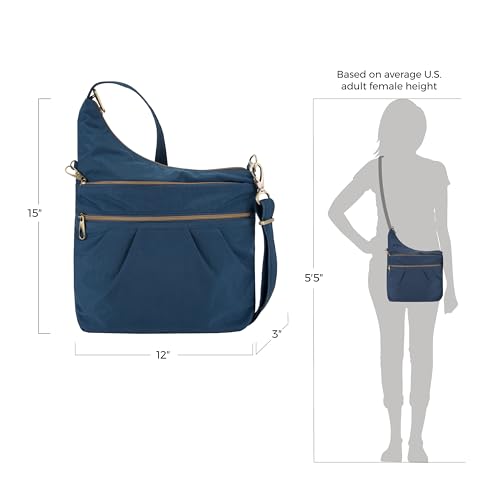 Travelon Anti-Theft Signature 3 Compartment Crossbody Bag - color: Ocean