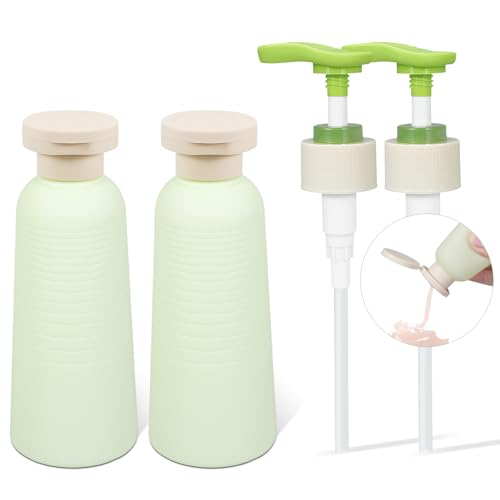 6.7oz Travel Shampoo Bottle with Flip Cap, Refillable Plastic Pump Bottles Dispenser for Soap, Shampoo, Lotions, Liquid Body Wash, Creams and Massage Oil (2Pack, 6.7oz/200ml) - size: 6.7 fl oz
