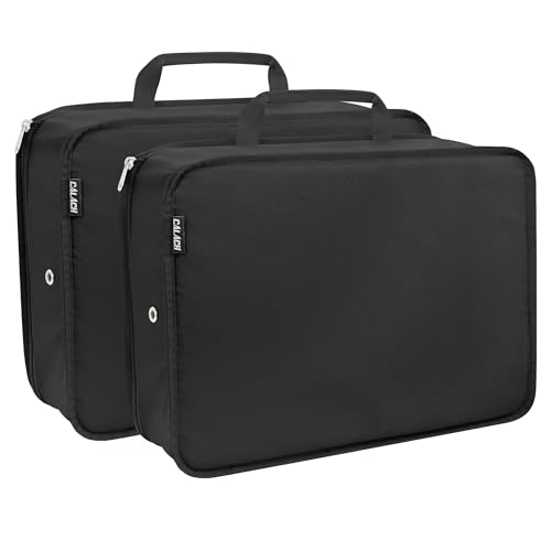 Compression Packing Cubes for Travel Essentials, 2 Pack Expandable Travel Cubes for Packing Bags Suitcase Organizer, Black - color: Oxfordd Black, size: Large
