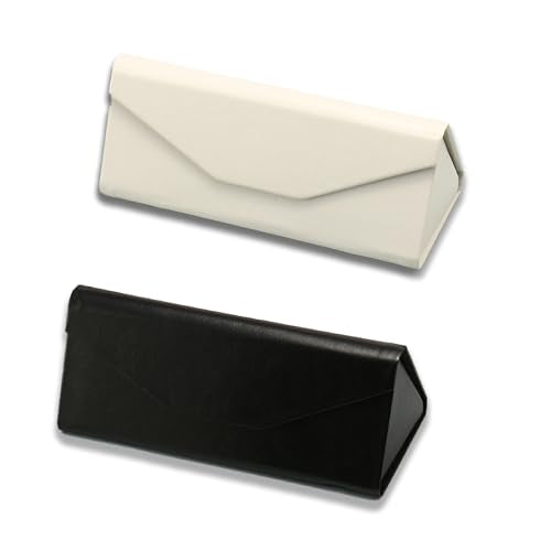 Portable Leather Glasses Case Anti-pressure Glasses Bag Coin Purse Storage Bag Suitable for Men and Women - color: Folding Black