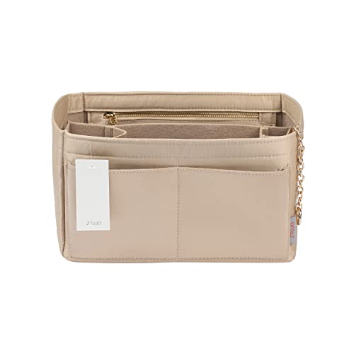 ZTUJO Purse Organizer Insert, Felt Purse Organizer with Zipper and Sewn Bottom Insert, Fit Speedy Neverfull Graceful,6 Sizes - color: Skin color, size: Midsize