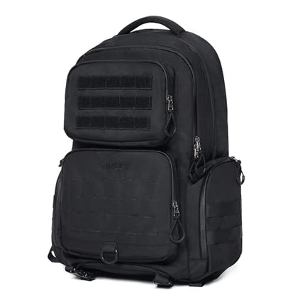 Timeet Tactical Backpack for Men, 21 Inch Black 40L Large Capacity, Laser Cut Molle Three Sided Opening, Water Resistant 17 inch Laptop Military Hiking 3 Day Assault Pack - color: Black