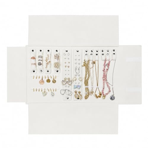 UnionPlus Velvet Travel Jewelry Case Roll Bag for Necklaces Brackets, Great Jewelry Organizer for Travel, Multi Jewelry Organizer, Beige - color: Beige Multi, size: Medium