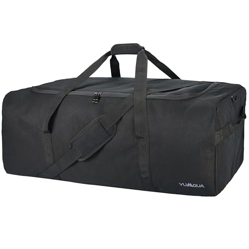 Large Duffle Bag for Travel, 100L Travel Duffel Bags for Men, 900D Polyester Water & Tear Resistant Extra Large Travel Bag Heavy Duty Moving Bags for Sport Camping Gear Holiday Decor Storage - color: Black with Shoulder Strap