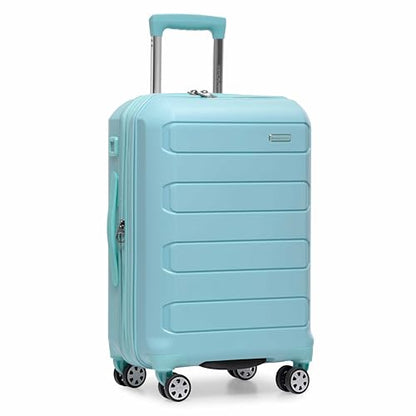 Traveler's Choice Pagosa Hardshell Expandable Luggage with Spinner Wheels, Baby Blue, 22-Inch Carry-on - color: Baby Blue, size: 22-Inch Carry-on