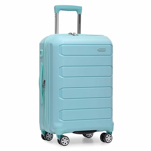 Traveler's Choice Pagosa Hardshell Expandable Luggage with Spinner Wheels, Baby Blue, 22-Inch Carry-on - color: Baby Blue, size: 22-Inch Carry-on