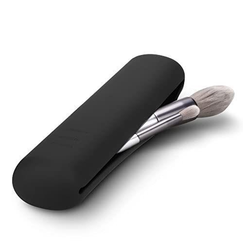 FERYES Travel Makeup Brush Holder, Magnetic Anti-fall Out Silicon Portable Cosmetic Face Brushes Holder, Soft and Sleek Makeup Tools Organizer for Travel-Black(7.8 * 1.89 * 0.79) - color: Black, size: Small