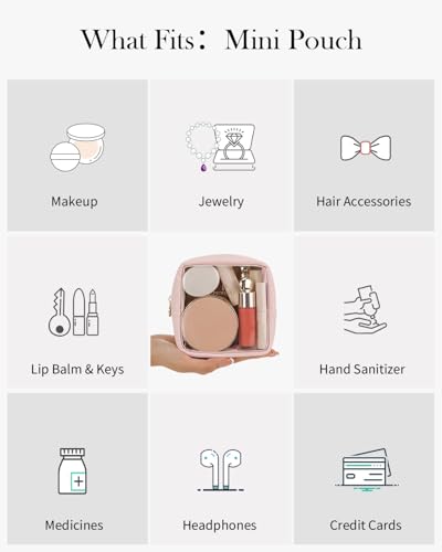 Pocmimut Clear Makeup Bag, Easy to Find Mini Makeup Bag for Purse, Travel Makeup Bag for Car, Compact Cosmetic Pouch for Daily Essentials,Pink - color: Pink, style: Mini
