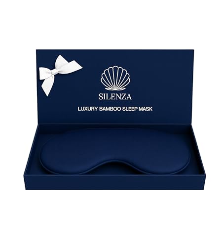 Luxury Bamboo Sleep Mask – Ultra-Soft Cooling Eye Mask for 100% Light Blocking, Adjustable Comfort Strap, Perfect for Travel & Better Sleep (Navy) - color: Navy