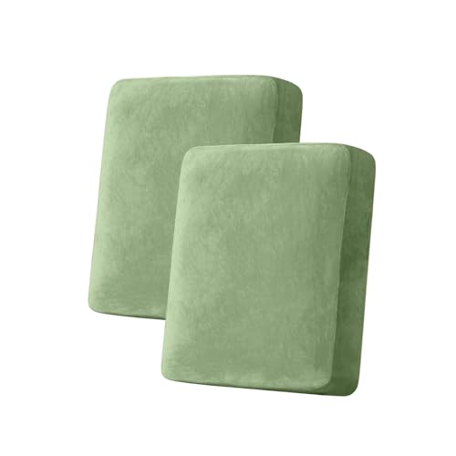 Couch Cover Stretch Velvet Sofa Cushion Cover 2-Piece - Elastic Washable Slipcover for Seat or Backrest, Couch Seat Covers for Sofas (Avocado Green) - color: Avocado Green, size: 2PC Seater or Backrest