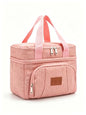 Rnivvi Lunch Box for Women, Double Decker Insulated Cooler Bag Lunch Bag Reusable Leakproof Tote Lunch Container with Strap for Work Family Picnic Hiking Camping, 18 Cans 12L, Large Adults, Pink - color: Pink