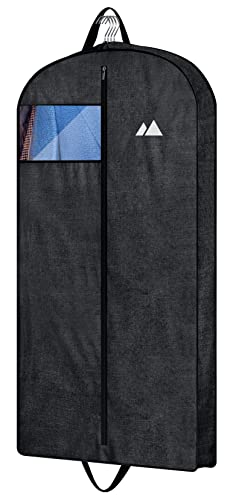 MISSLO 43" Heavy Duty Hanging Garment Bags for Travel Suit Bag for Men Waterproof Oxford Fabric Suit Cover for Traveling Monogrammed Closet Clothes Storage, Black - color: Black, size: 43 inch