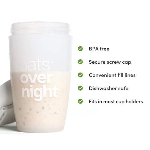 Oats Overnight Shaker Bottle – Leakproof Shaker Cup with Secure Screw Cap & Fill Line, Dishwasher Safe – Mixing Cup, Protein Shakes, Oatmeal, Breakfast On-the-Go & Travel - color: Green