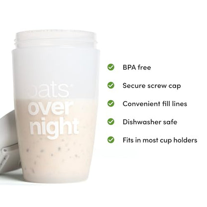 Oats Overnight Shaker Bottle – Leakproof Shaker Cup with Secure Screw Cap & Fill Line, Dishwasher Safe – Mixing Cup, Protein Shakes, Oatmeal, Breakfast On-the-Go & Travel - color: Green