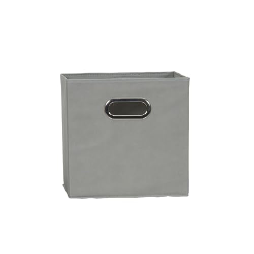 Household Essentials Fabric Storage Bins 6 Piece Set, Strong Poly-Woven Fabric, Sturdy Chipboard Sides, Grommet Front Handle, Stackable and Foldable, Classic Design, Dove Gray - color: Gray, size: 11” L x 11” W x 11” H