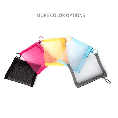 Patu Zipper Mesh Bags, Size M / A6, 5 Pieces, Beauty Makeup Cosmetic Accessories Organizer, Travel Toiletry Kit Set Storage Pouch, Black - size: M A6 (6.5" x 5.5", 5 pcs)