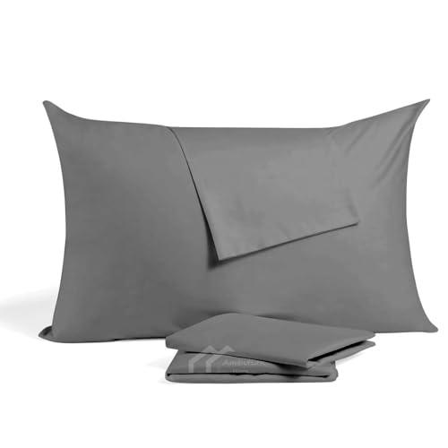 2-Pack Luxury Toddler Pillowcases (13x18) – 100% Egyptian Cotton, 500 Thread Count – Soft & Breathable Nursery Travel Pillow Covers with Secure Zipper Closure – Dark Grey - color: Dark Grey, size: Toddler 13x18