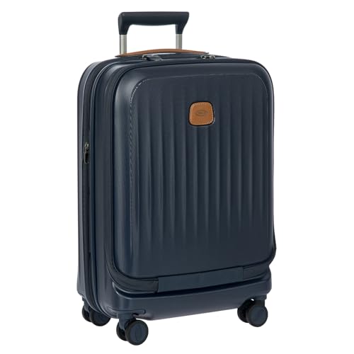 Bric's Taormina Ultra-Light Carry-On Spinner – Airline Approved Expandable Hard Shell Suitcase with TSA Lock, Anti-Tamper Zippers & Built-In USB Port - 21 Inch with Pocket, Blue - color: Blue, size: Carry-On w/ Front Pocket