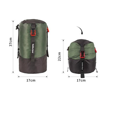 70D Nylon Compression Stuff Sack for Sleeping Bag, Ultralight Stuff Bag Organizer 1L/5L/7L/17L/25L for Traveling Camping Hiking Backpacking - color: Green (5-8L)