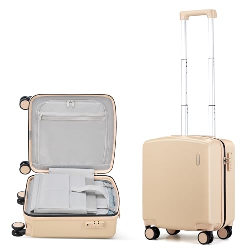 Hanke 16 Inch Underseat Carry On Luggage, Airline-Approved Hard Shell Small Suitcase with Spinner Wheels, Lightweight Tsa Lock Travel Luggage for Short Trips(Cuba Sand) - color: Cuba Sand, size: Underseat 16-Inch