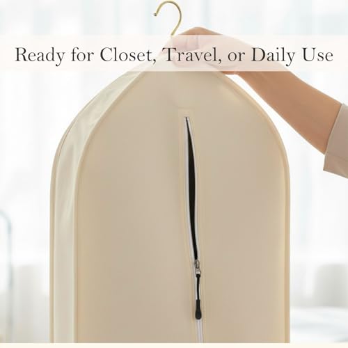 100% Cotton Garment Bag | Long | Breathable Garment Bags for Hanging Clothes | Garment Storage Bag for Long Dresses & Coats Storage | Pack of 1 (62 Inch) - size: 62 Inch